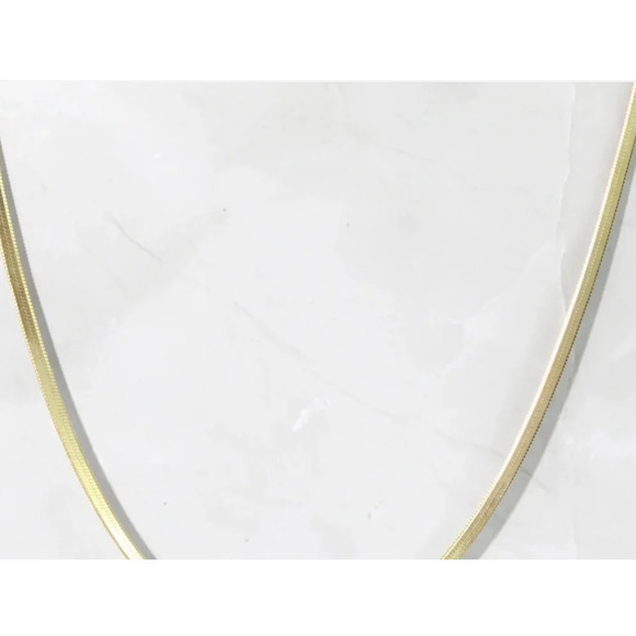 2mm Herringbone Necklace | Yellow Gold Plated 925 Sterling Silver - Picture 9 of 15